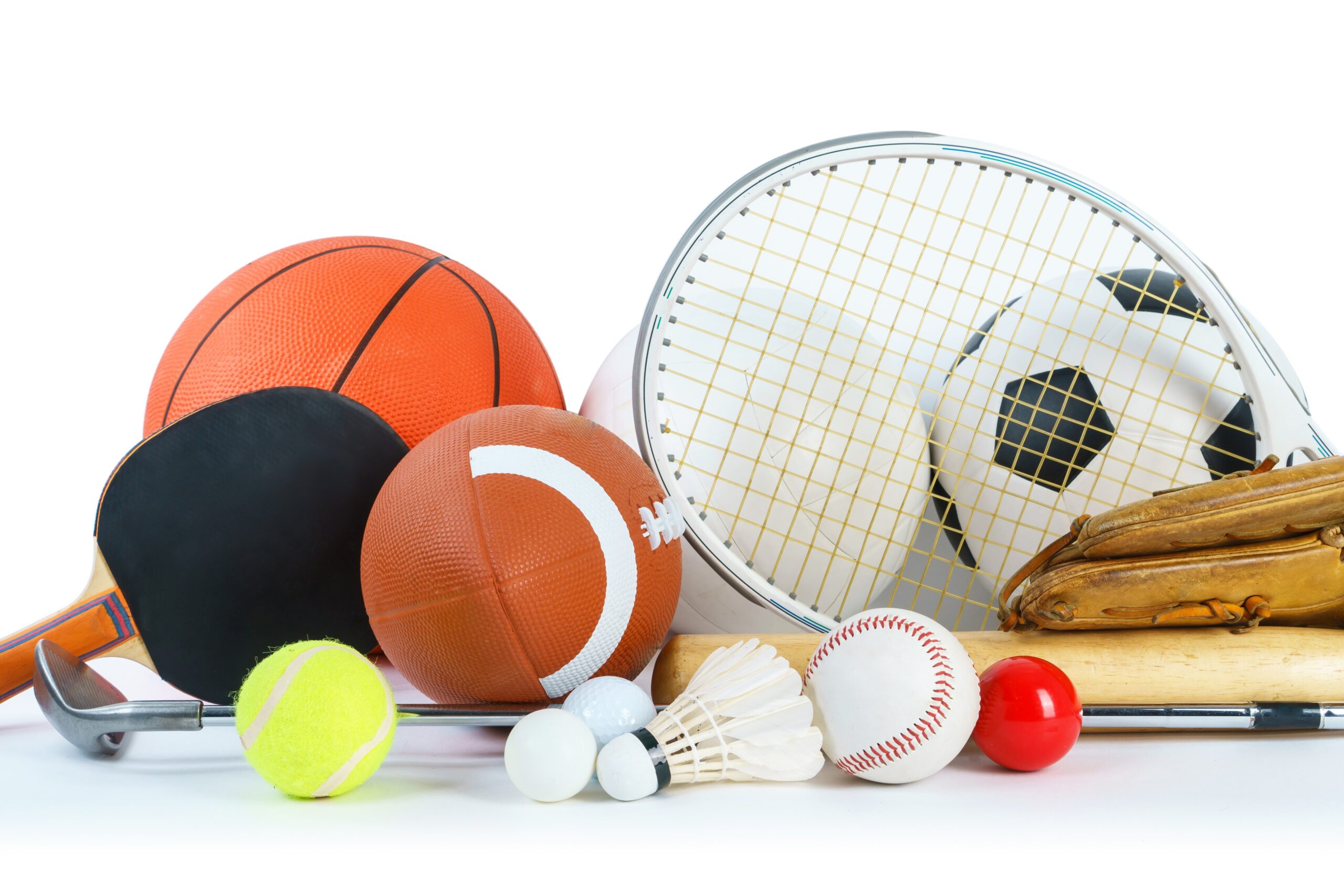 Sports Equipment on white background